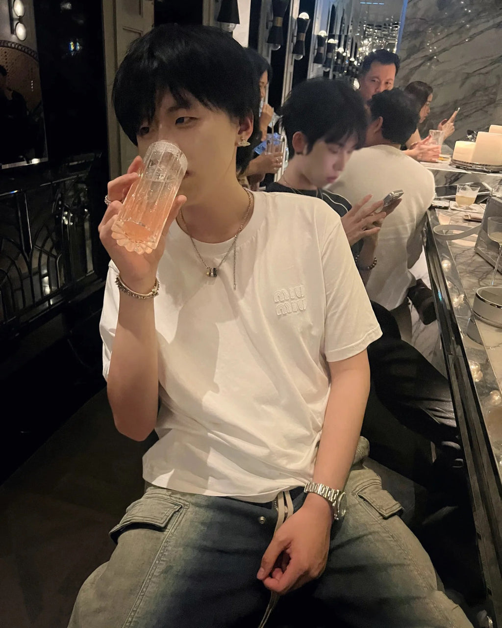 Miu Miu Classic Letter Logo Short-Sleeve T-Shirt