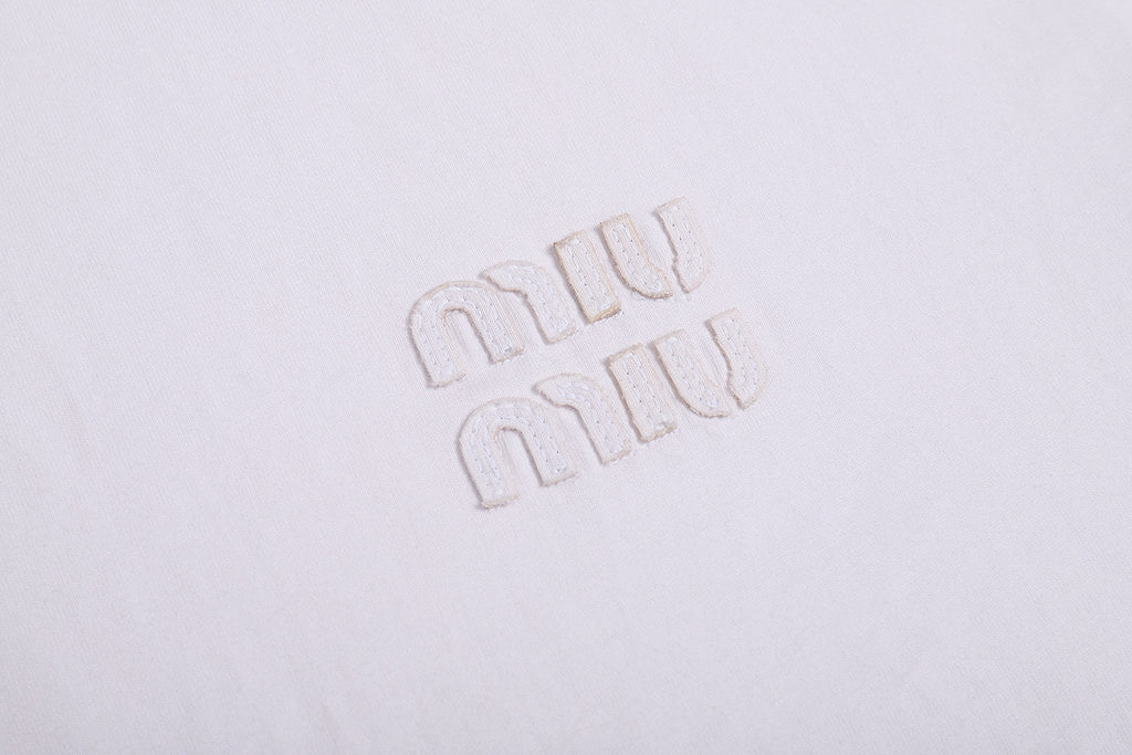 Miu Miu Classic Letter Logo Short-Sleeve T-Shirt