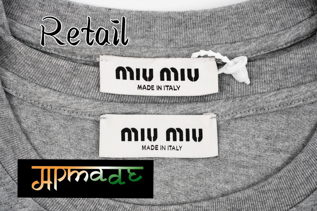 Miu Miu Grey Logo Short-Sleeve T-Shirt