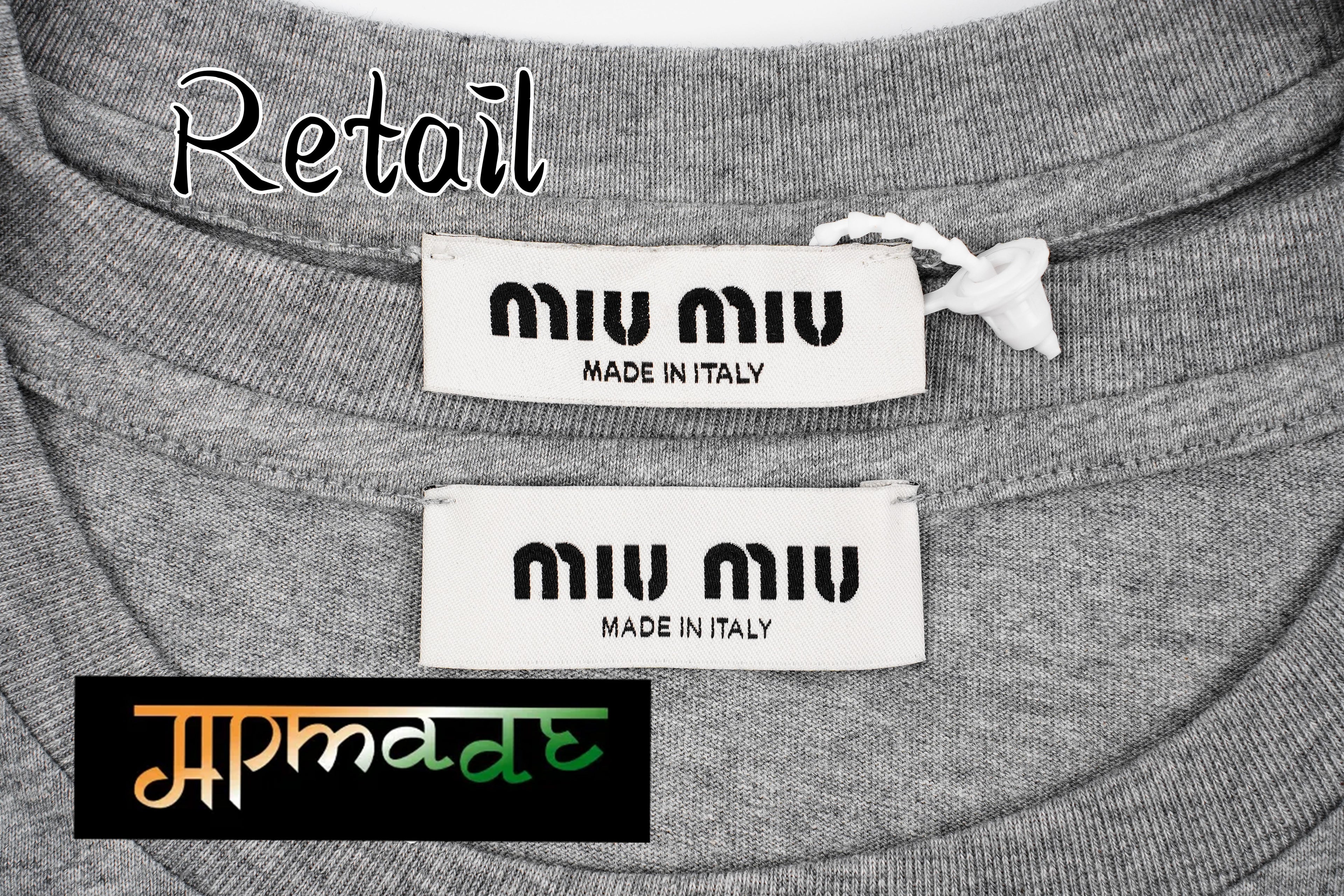 Miu Miu Grey Logo Short-Sleeve T-Shirt