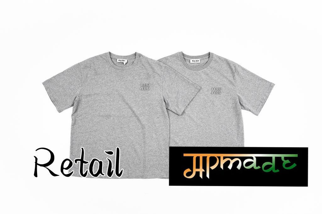 Miu Miu Grey Logo Short-Sleeve T-Shirt