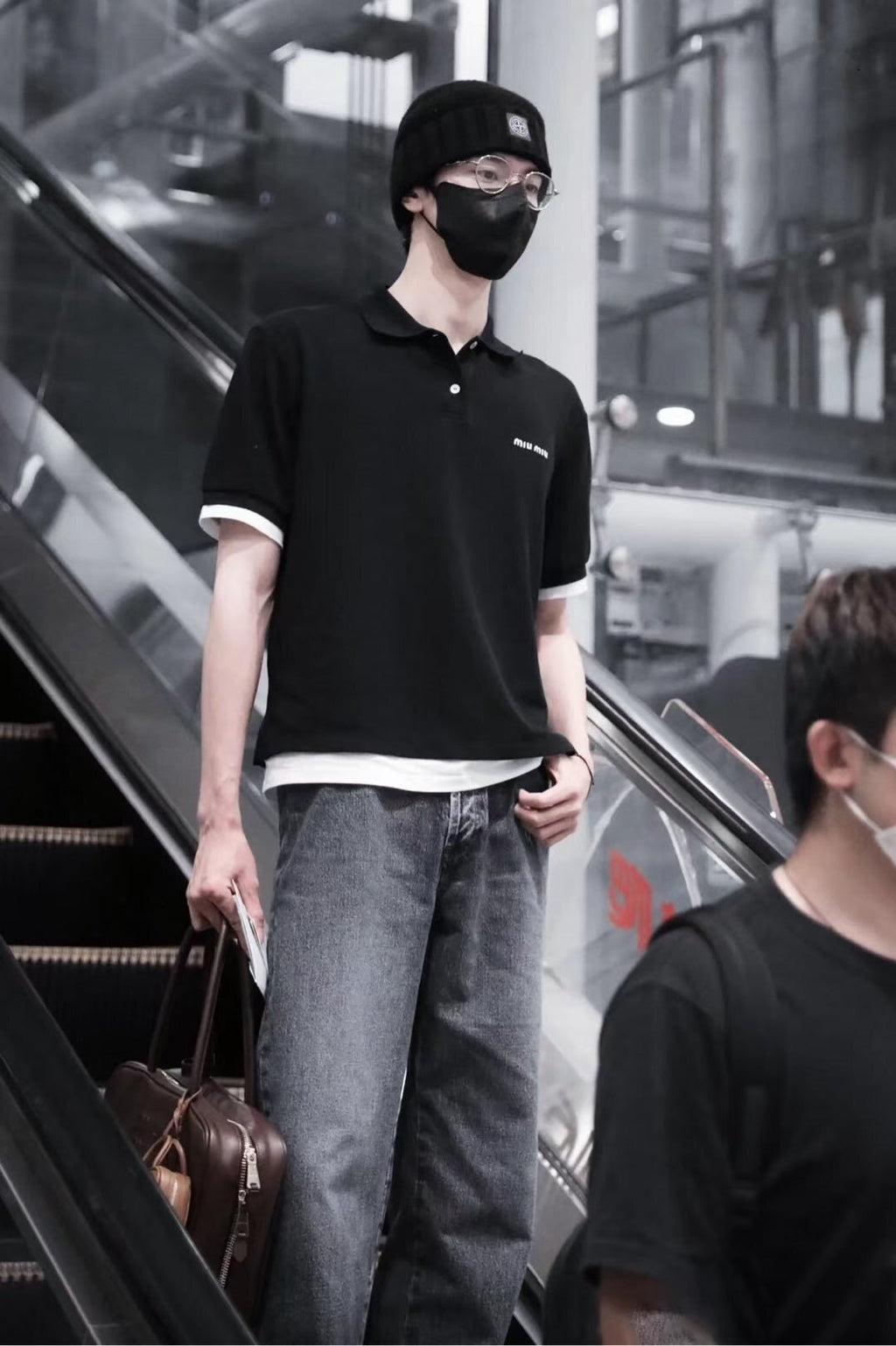 Miu Miu Micro-Logo Embroidery Patchwork Polo Shirt