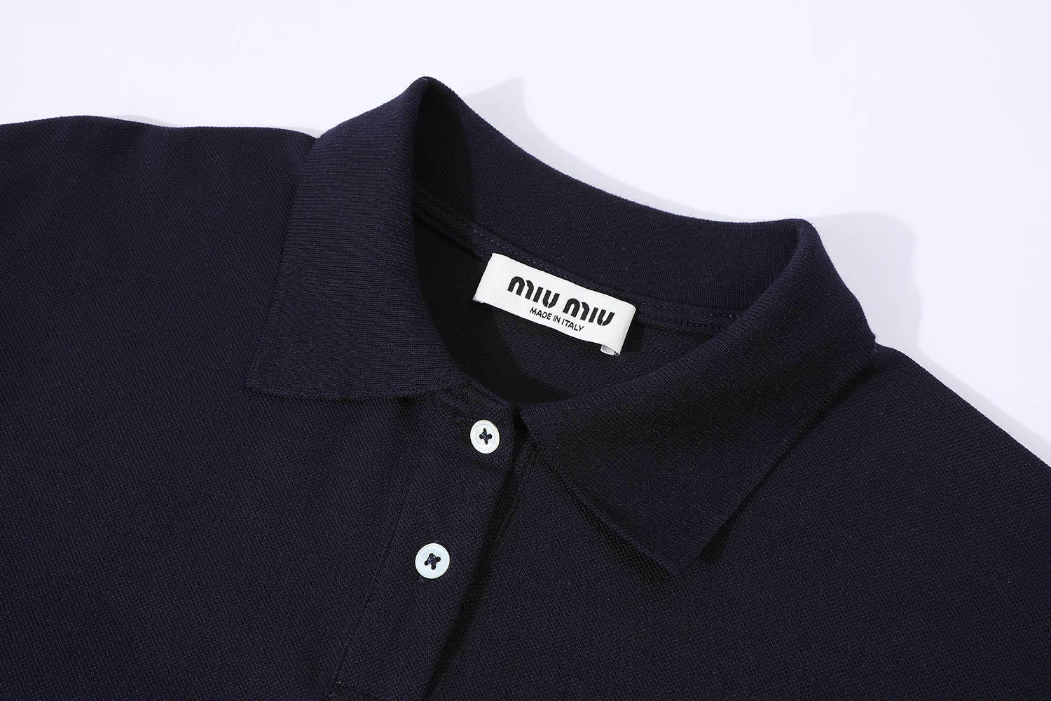 Miu Miu Micro-Logo Embroidery Patchwork Polo Shirt