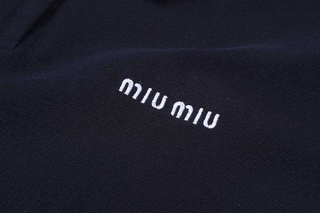 Miu Miu Micro-Logo Embroidery Patchwork Polo Shirt