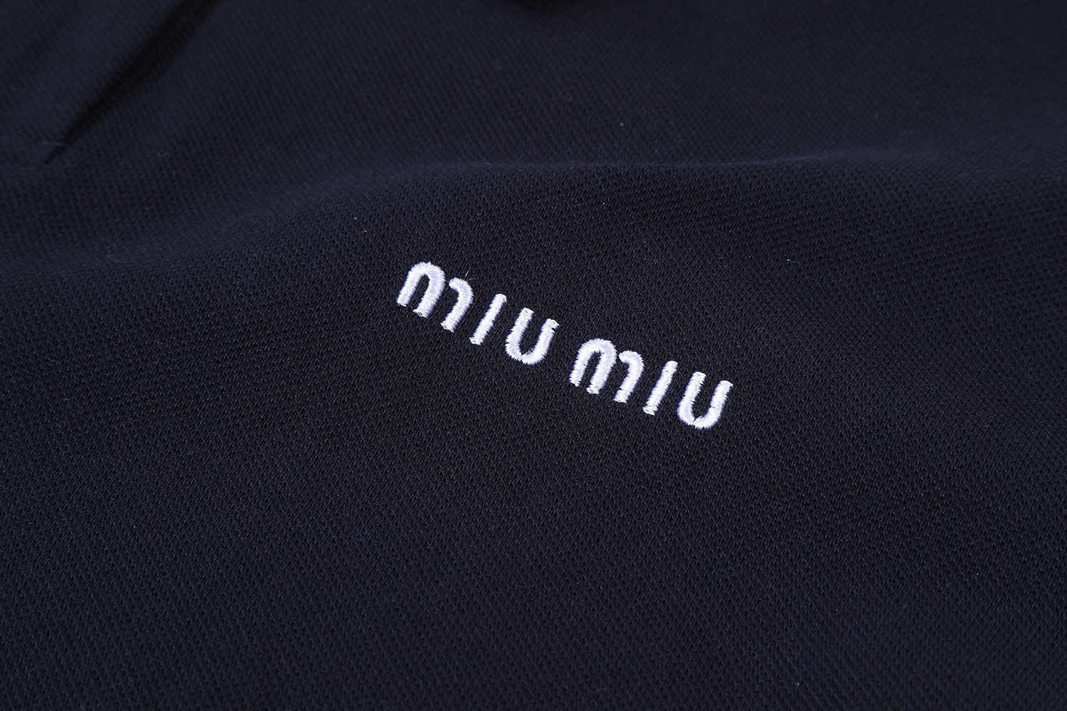 Miu Miu Micro-Logo Embroidery Patchwork Polo Shirt