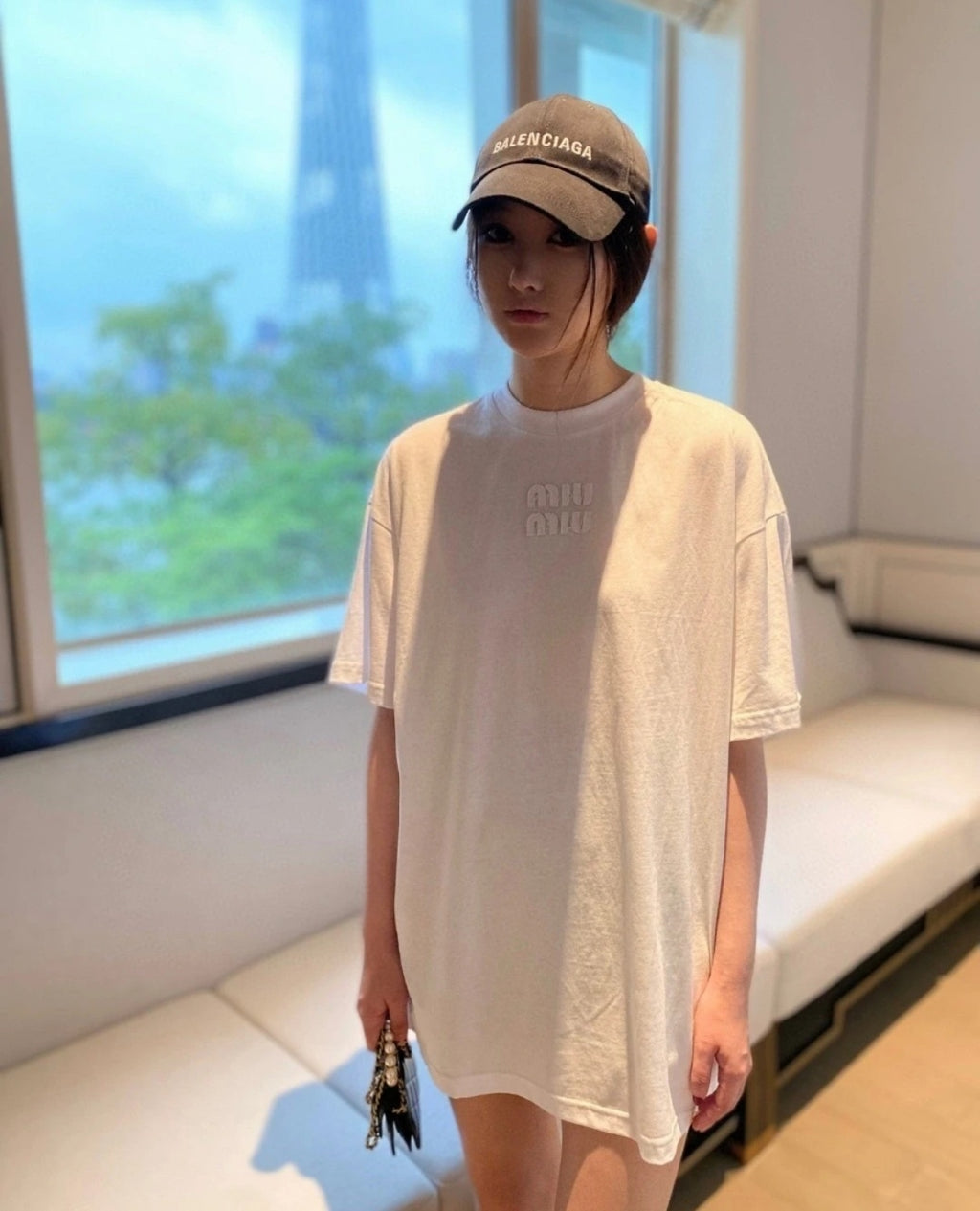 Miu Miu Logo Short-Sleeve T-Shirt White
