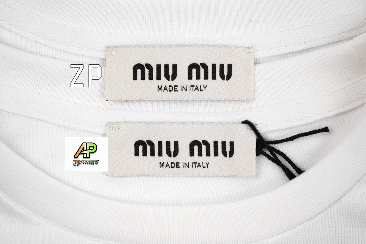 Miu Miu Logo Short-Sleeve T-Shirt White
