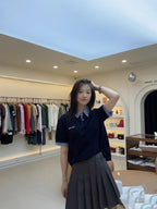 Miu Miu 25SS Checkered Logo Polo Shirt