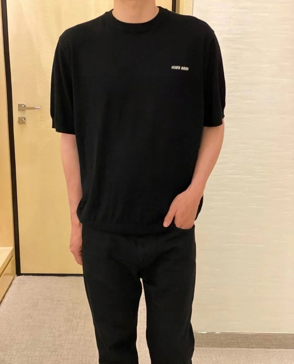 Miu Miu 25SS Classic Embroidered Logo Letter T-Shirt