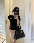 Miu Miu 25SS Classic Embroidered Logo Letter T-Shirt