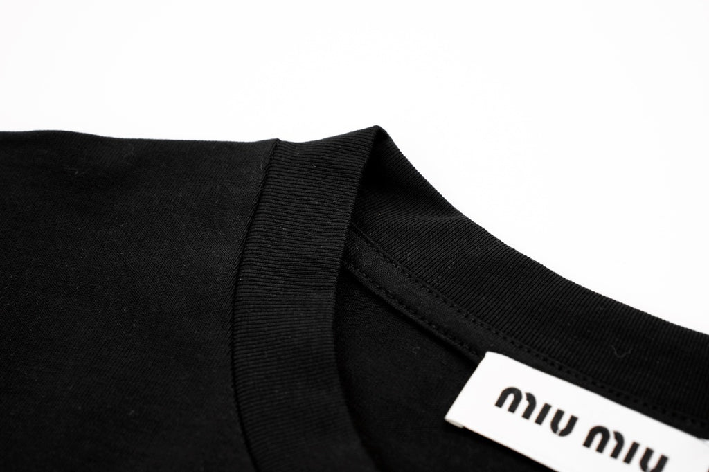 Miu Miu 25SS Classic Embroidered Logo Letter T-Shirt
