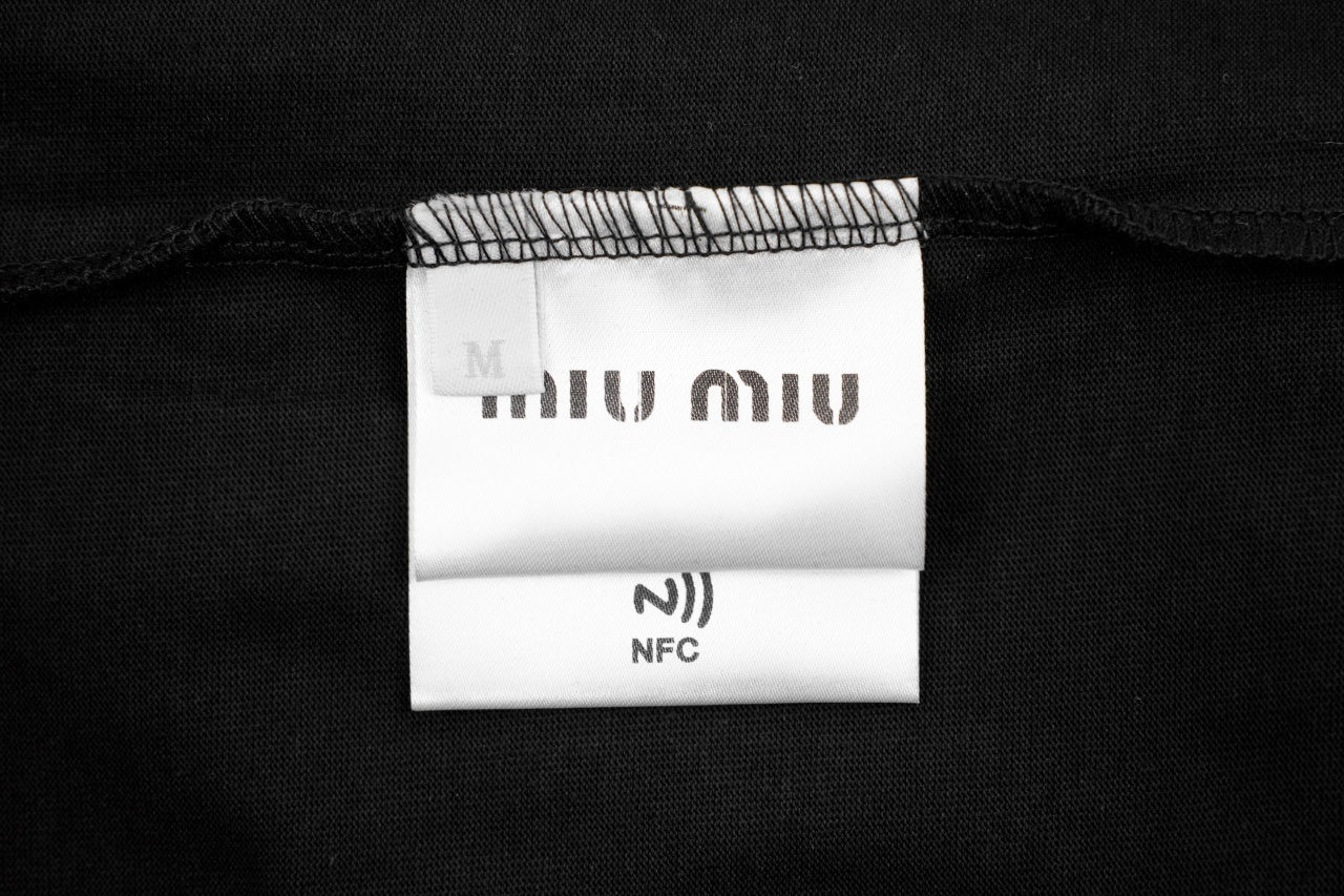 Miu Miu 25SS Classic Embroidered Logo Letter T-Shirt