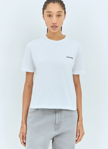 Miu Miu 25SS Classic Embroidered Logo Letter T-Shirt
