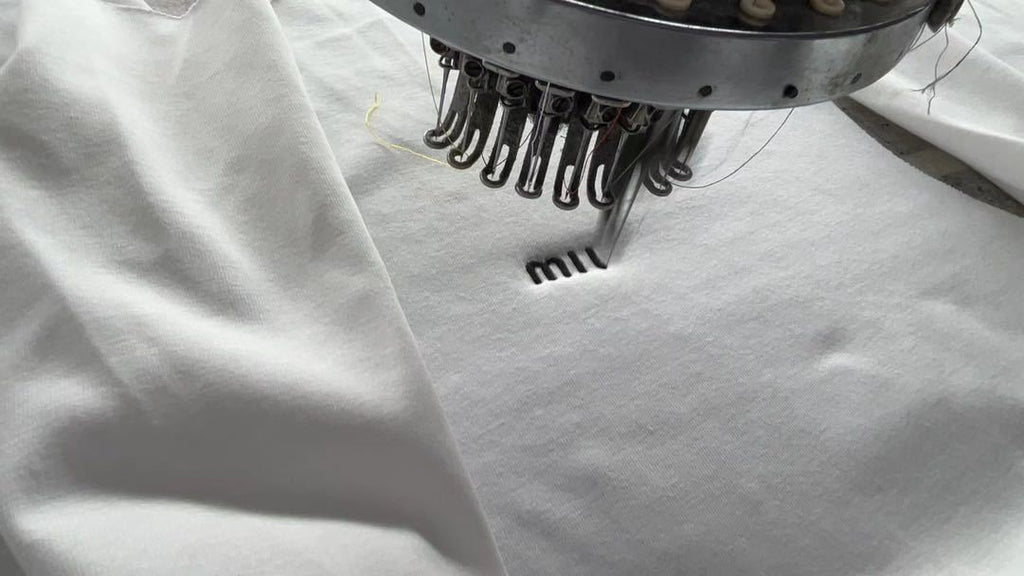 Miu Miu 25SS Classic Embroidered Logo Letter T-Shirt