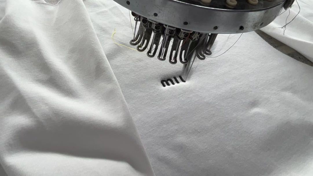 Miu Miu 25SS Classic Embroidered Logo Letter T-Shirt