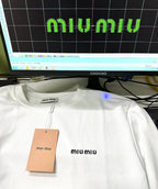 Miu Miu 25SS Classic Embroidered Logo Letter T-Shirt
