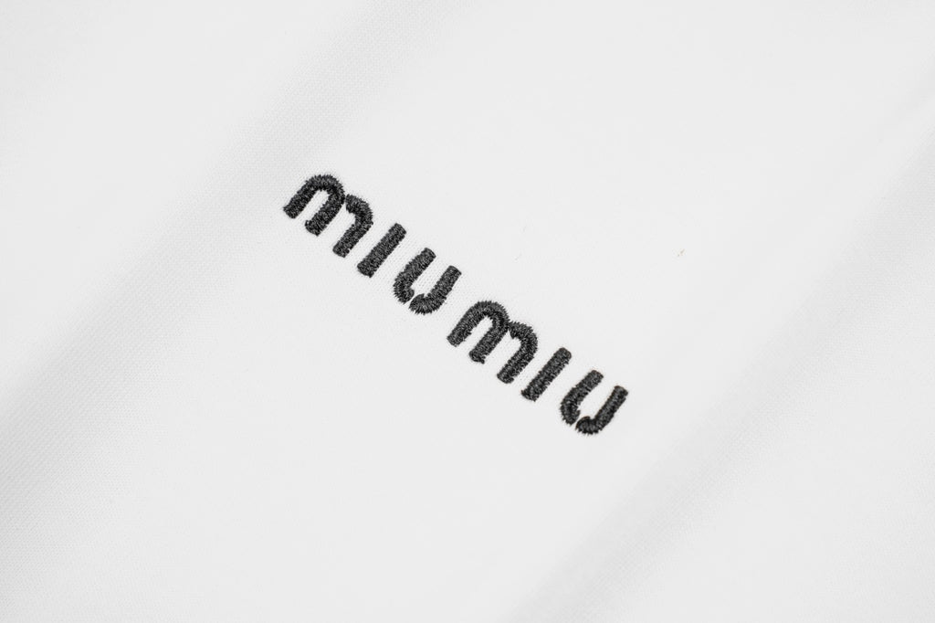 Miu Miu 25SS Classic Embroidered Logo Letter T-Shirt