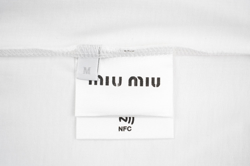 Miu Miu 25SS Classic Embroidered Logo Letter T-Shirt