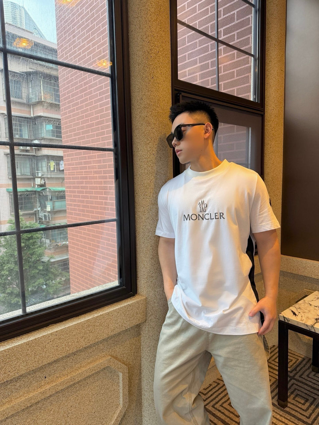 Moncler 26SS Plastisol Print Crew Neck Short-Sleeve T-Shirt