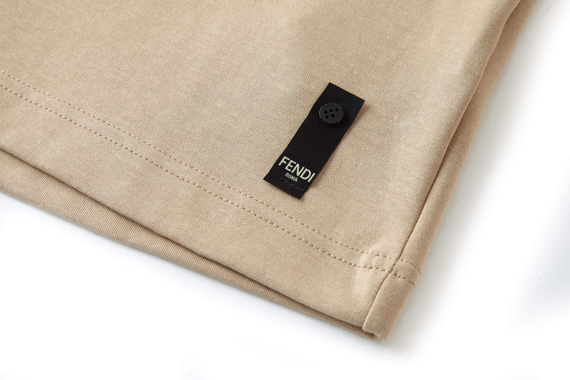 Fendi Double F Metal Heat Transfer Logo Short-Sleeve T-Shirt