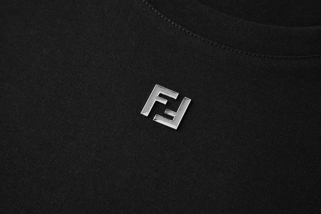Fendi Double F Metal Heat Transfer Logo Short-Sleeve T-Shirt