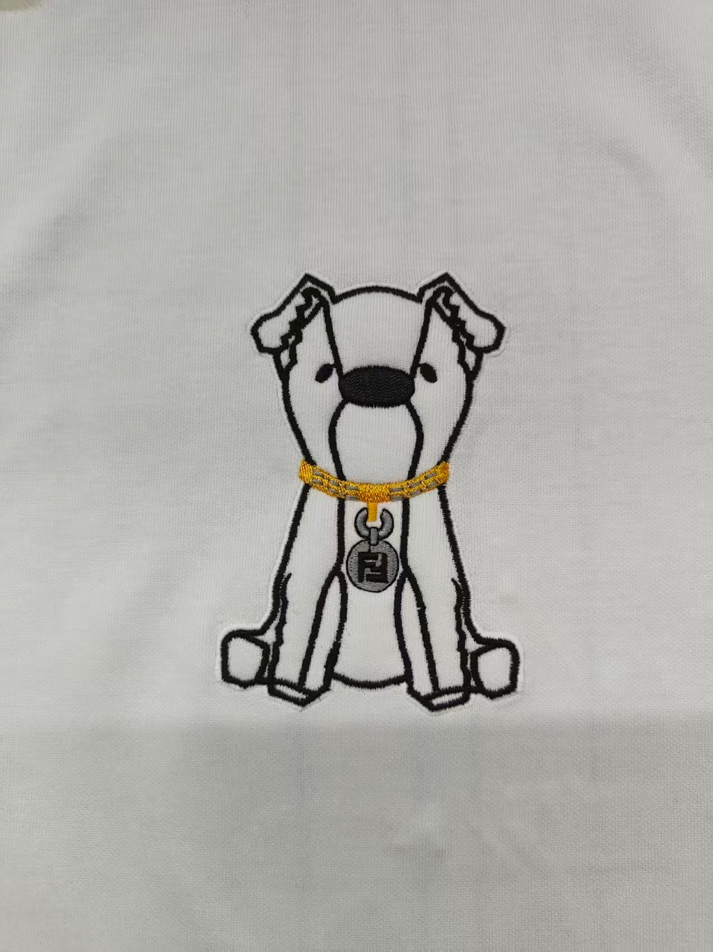 Fendi Cartoon Dog Appliqué Embroidered Short-Sleeve T-Shirt