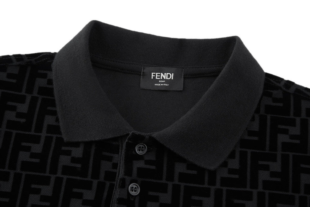 Fendi Mercerized Flocked Polo Shirt