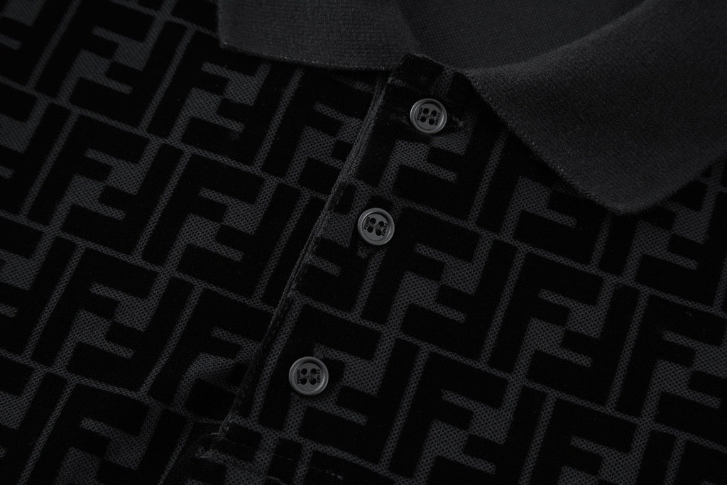 Fendi Mercerized Flocked Polo Shirt