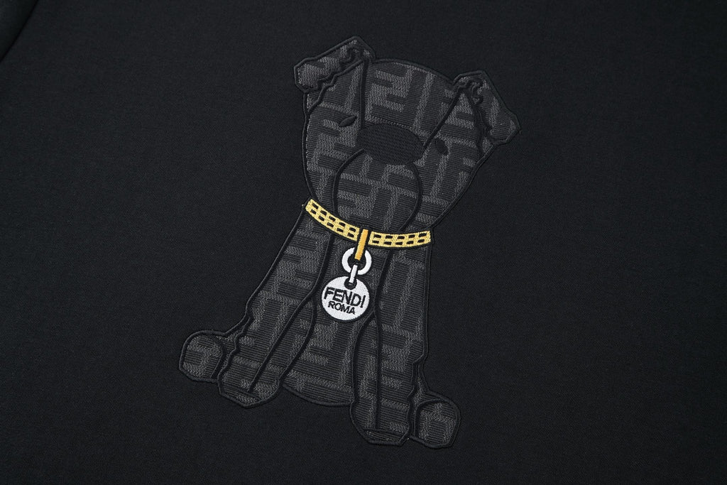 Fendi Puppy Appliqué Embroidered Short-Sleeve T-Shirt