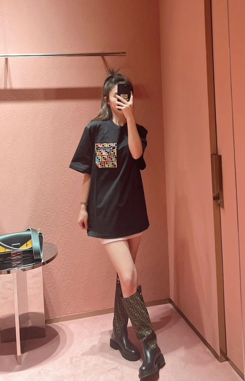 Fendi Mercerized Embroidered Button-Front Short-Sleeve Shirt
