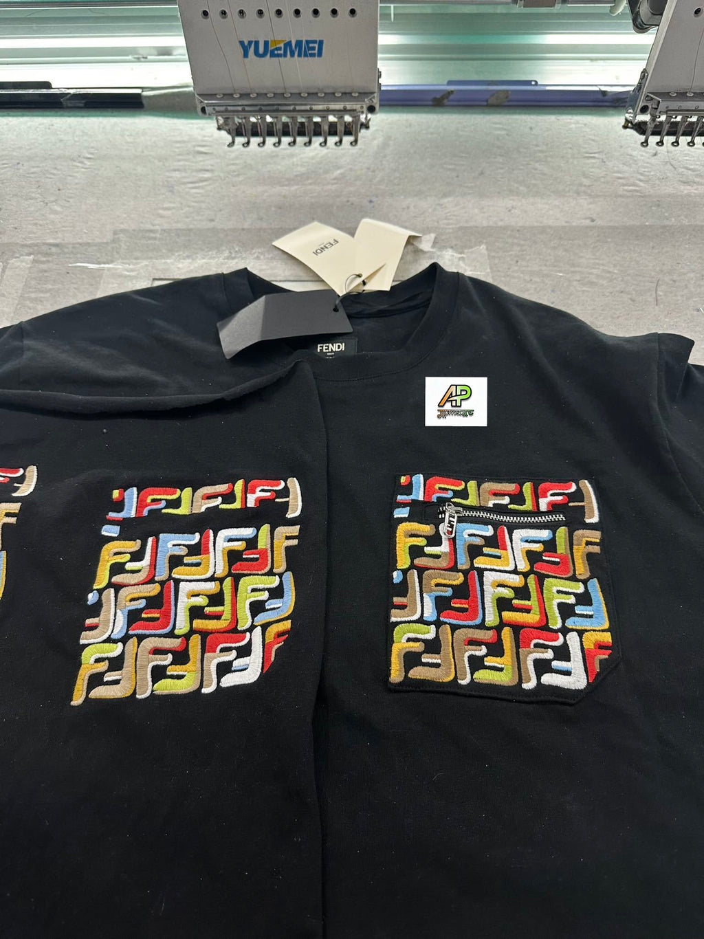 Fendi Mercerized Embroidered Button-Front Short-Sleeve Shirt