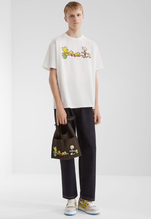 Fendi Double F Puppy Print Short-Sleeve T-Shirt