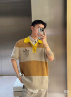 Fendi 25SS Mixed Knit Short-Sleeve Polo Shirt