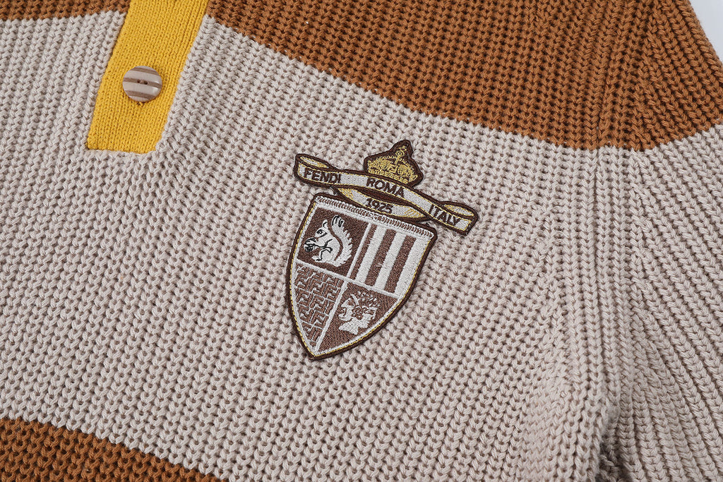 Fendi 25SS Mixed Knit Short-Sleeve Polo Shirt
