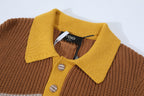 Fendi 25SS Mixed Knit Short-Sleeve Polo Shirt