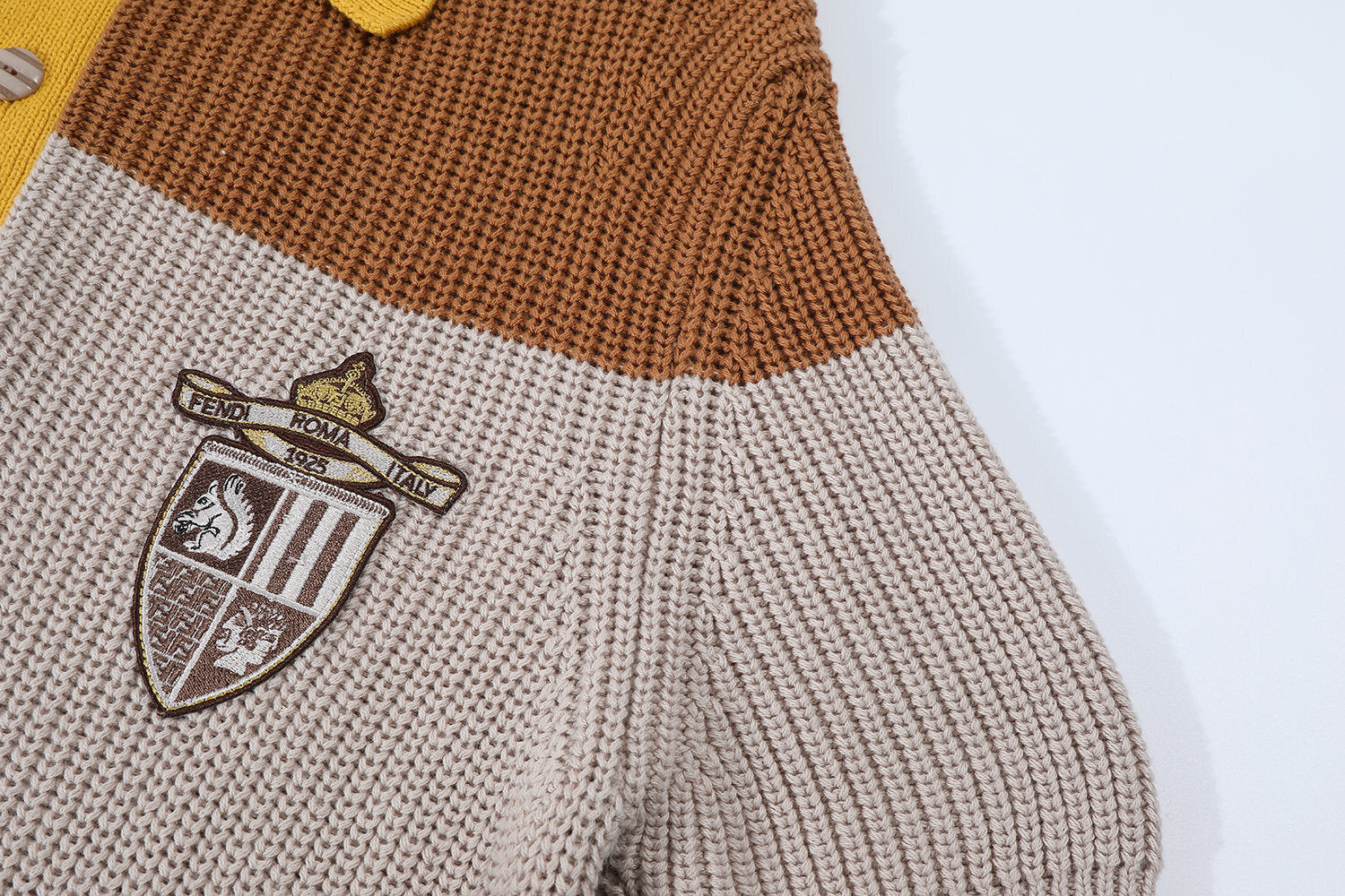 Fendi 25SS Mixed Knit Short-Sleeve Polo Shirt