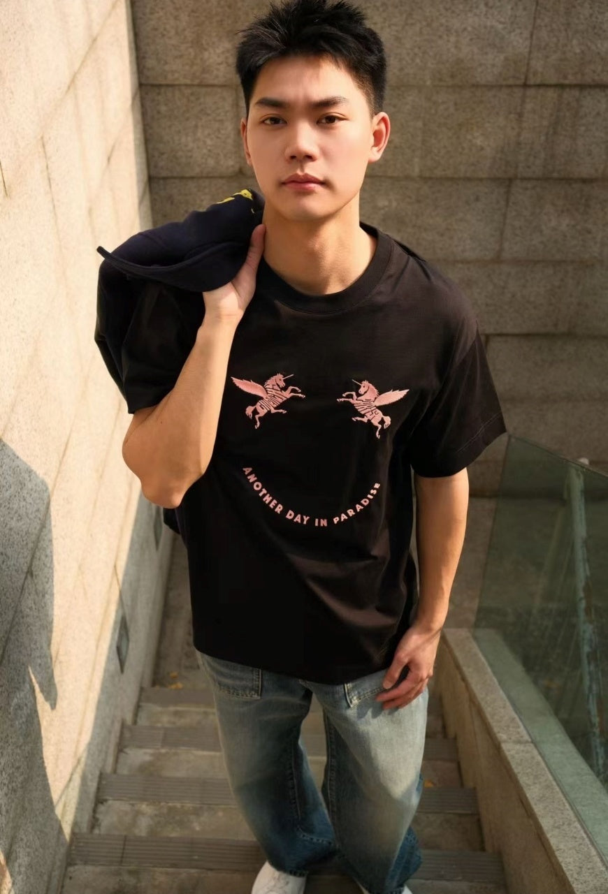 Givenchy Unicorn Letter Smiley Embroidered T-Shirt