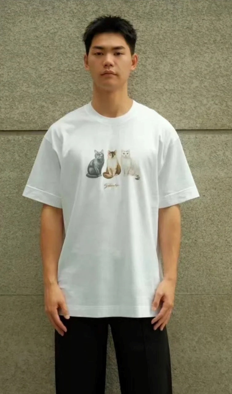 Givenchy Cat Portrait Graphic Print T-Shirt