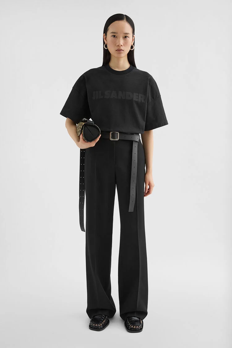 Jil Sander Oversized Logo Print Heavy Cotton Short-Sleeve T-Shirt