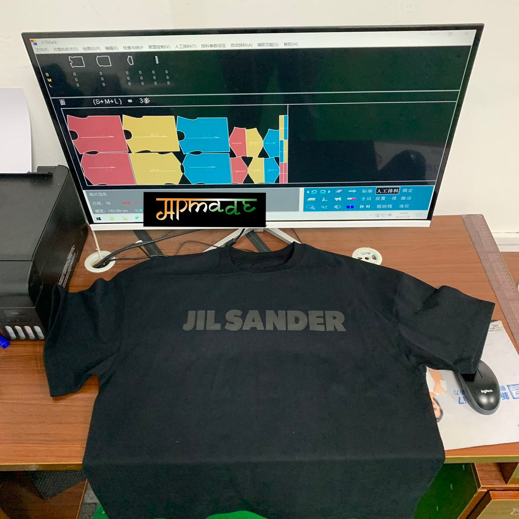 Jil Sander Oversized Logo Print Heavy Cotton Short-Sleeve T-Shirt