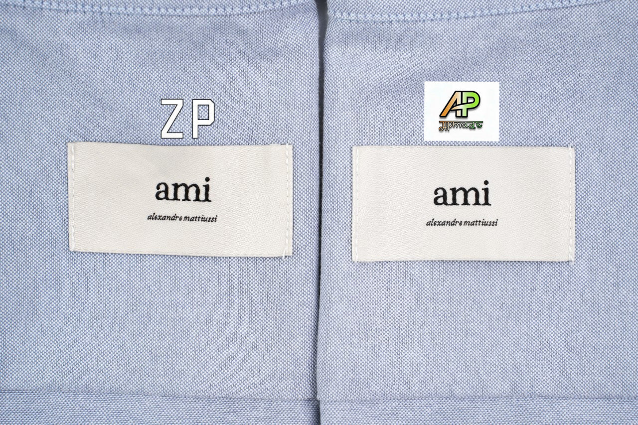 Ami Paris Heart Embroidered Striped Shirt