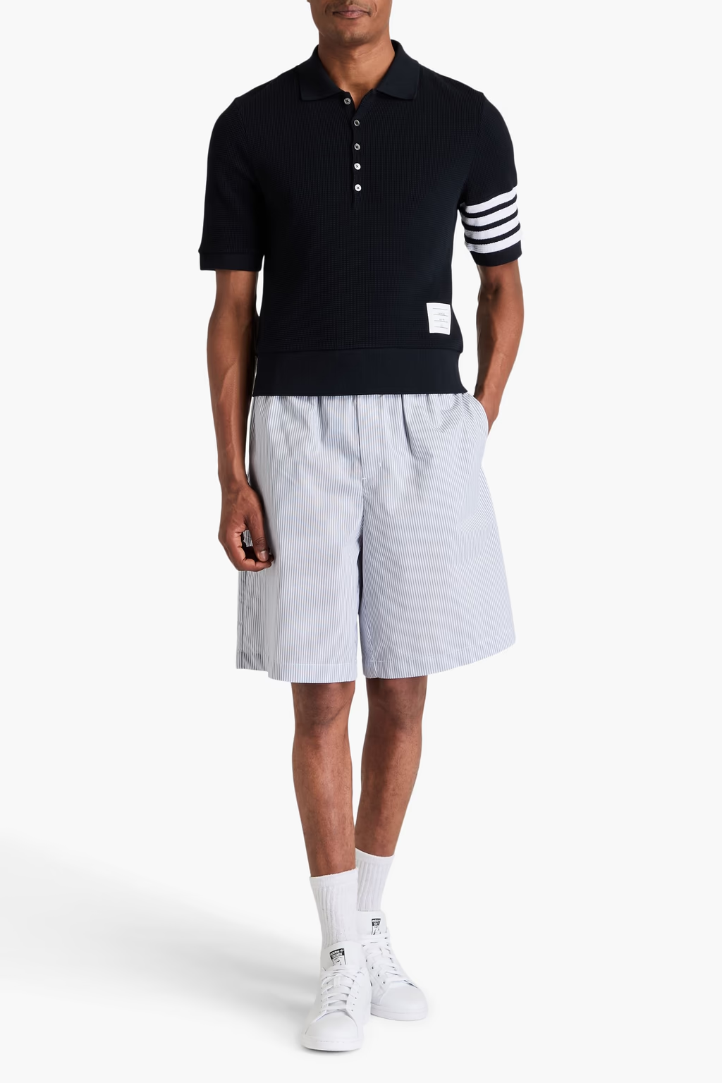 Thom Browne Water Ripple Staircase Fabric Short Sleeves Top