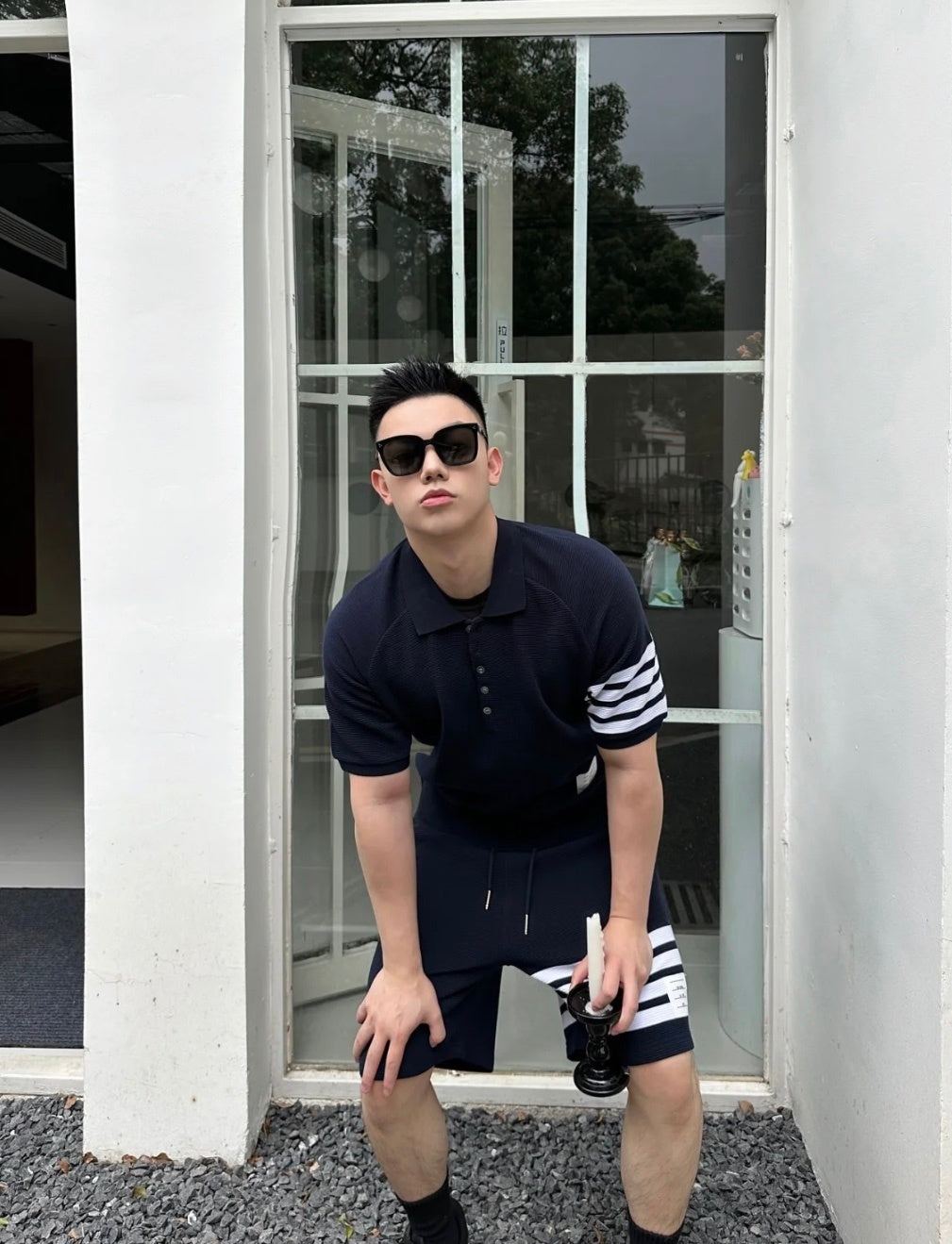 Thom Browne Water Ripple Staircase Fabric Short Sleeves Top