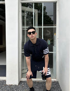 Thom Browne Water Ripple Staircase Fabric Short Sleeves Top