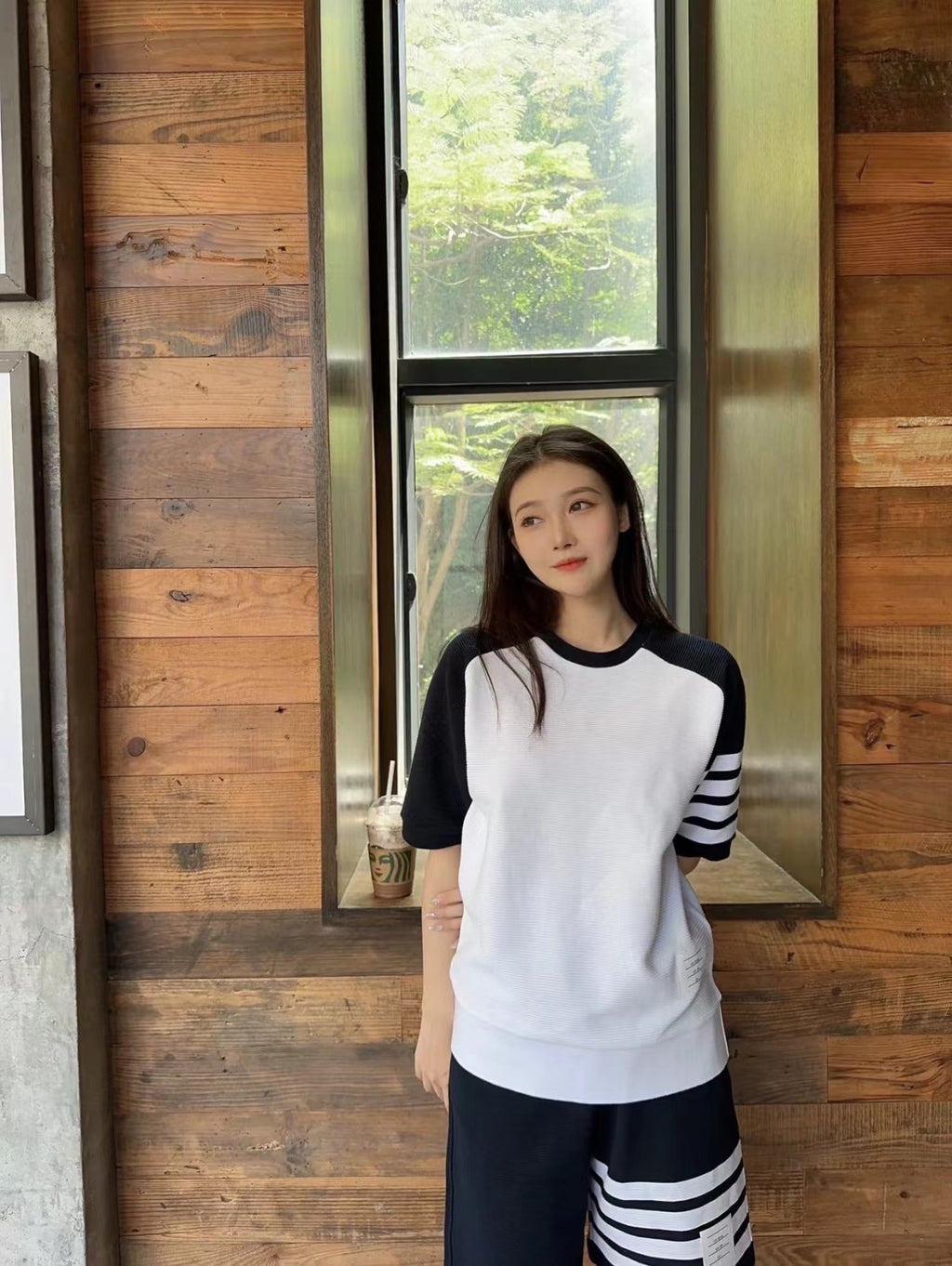Thom Browne Water Ripple Staircase Fabric Short Sleeves Top