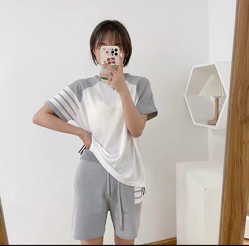Thom Browne Water Ripple Staircase Fabric Short Sleeves Top