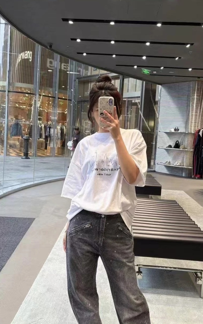 Alexander Wang Hand-Painted Architecture Short Sleeves T-Shirt