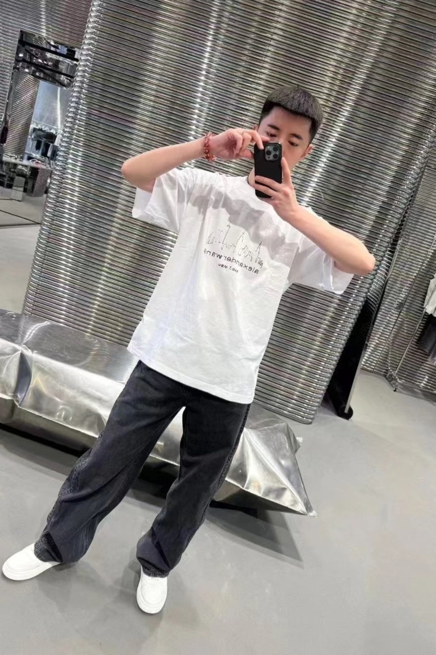 Alexander Wang Hand-Painted Architecture Short Sleeves T-Shirt