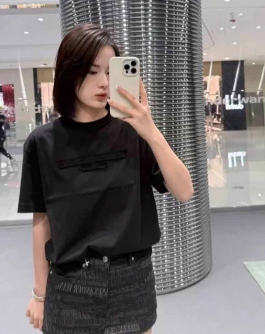 Alexander Wang Washed Brushed Embossed Short Sleeves T-Shirt
