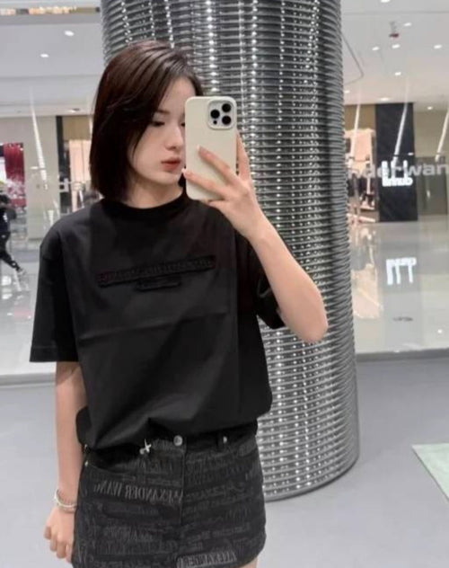 Alexander Wang Washed Brushed Embossed Short Sleeves T-Shirt